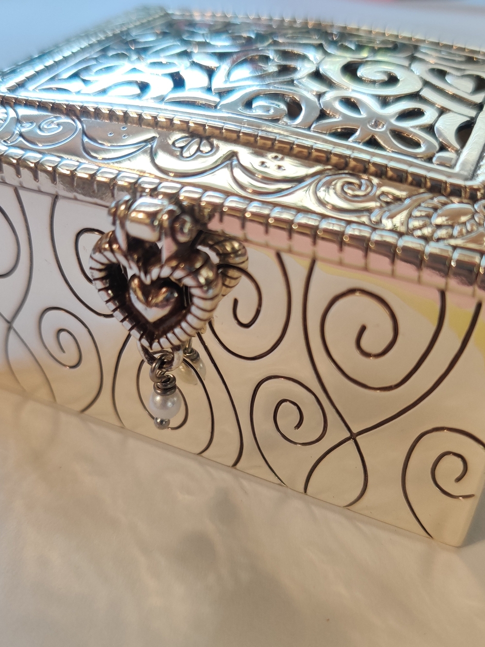 Brighton Silver Gold Filigree Jewelry Box - Picture 4 of 9
